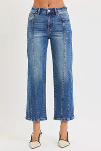Risen High Rise Front Seam Crop Straight Jeans