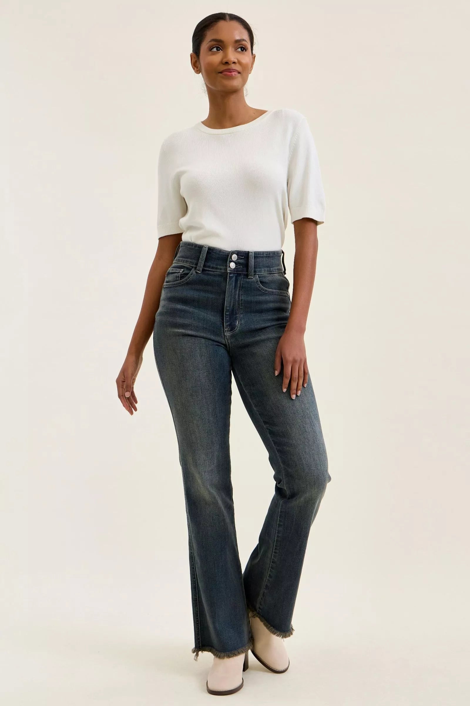 Judy Blue High Rise Daisy Double Button Bootcut Jeans 82734