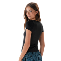 Lotus and Luna Onyx Black Full Length Yin Scoop Neck Top