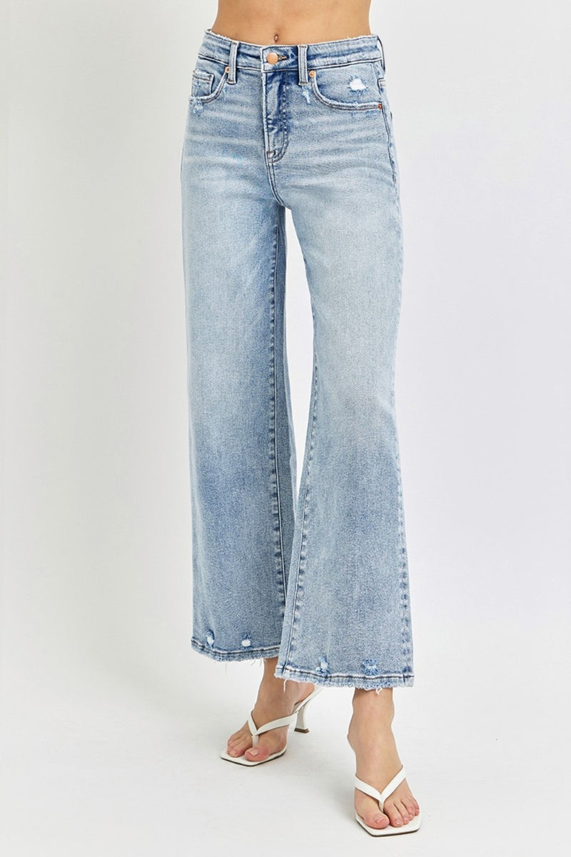 RISEN High Rise Tummy Control Crop Wide Leg Jeans