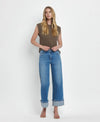 Flying Monkey High Rise Cuffed Wide Leg Jeans