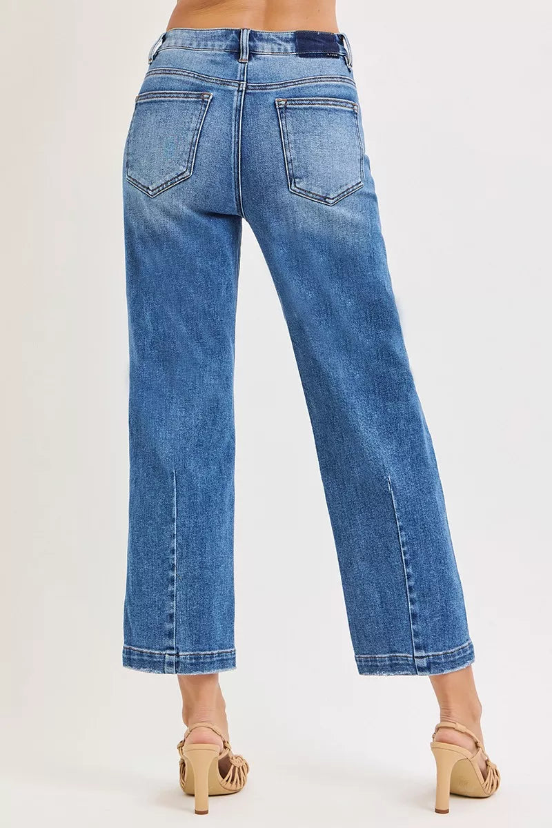 Risen High Rise Crop Boyfriend Tapered Jeans