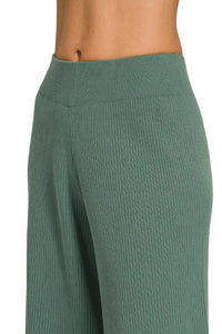 Viscose Sweater Knit Top & Pants Two-Piece Set in Ash Jade