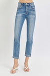 RISEN High Rise Ankle Skinny Roll Up Jeans