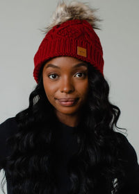 Cabernet Cable Knit Fleece Lined Hat
