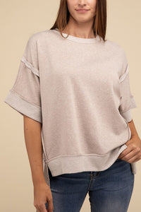 Contrast Trim Drop Shoulder Casual Top