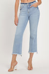 RISEN High Rise Raw Edge Crop Flare Jeans