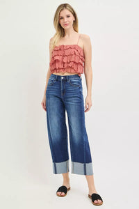 Risen High Rise Slouchy Crop Barrel Cuffed Jeans PGC21750