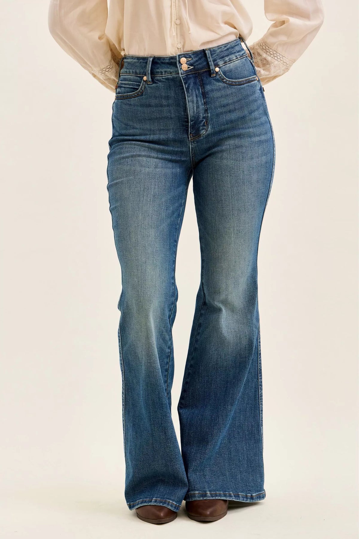 Judy Blue High Rise Double Button Tummy Control Jacqueline Flare Jeans 881125
