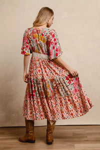 Bibi Floral Print Mix Midi Dress