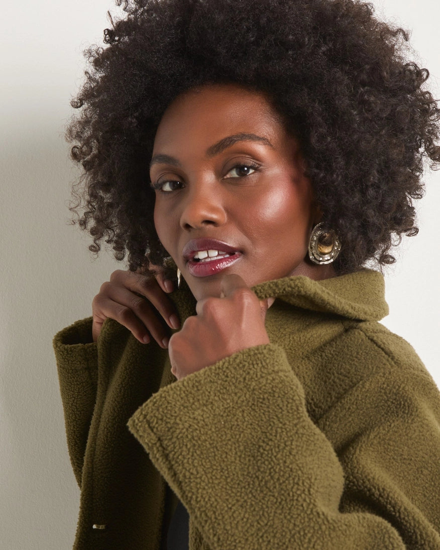 Seventy Eight and Sunny Samantha Sherpa Coat in Olive