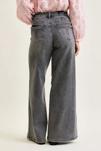 Judy Blue Mid Rise Grey Wash Wide Leg Jeans