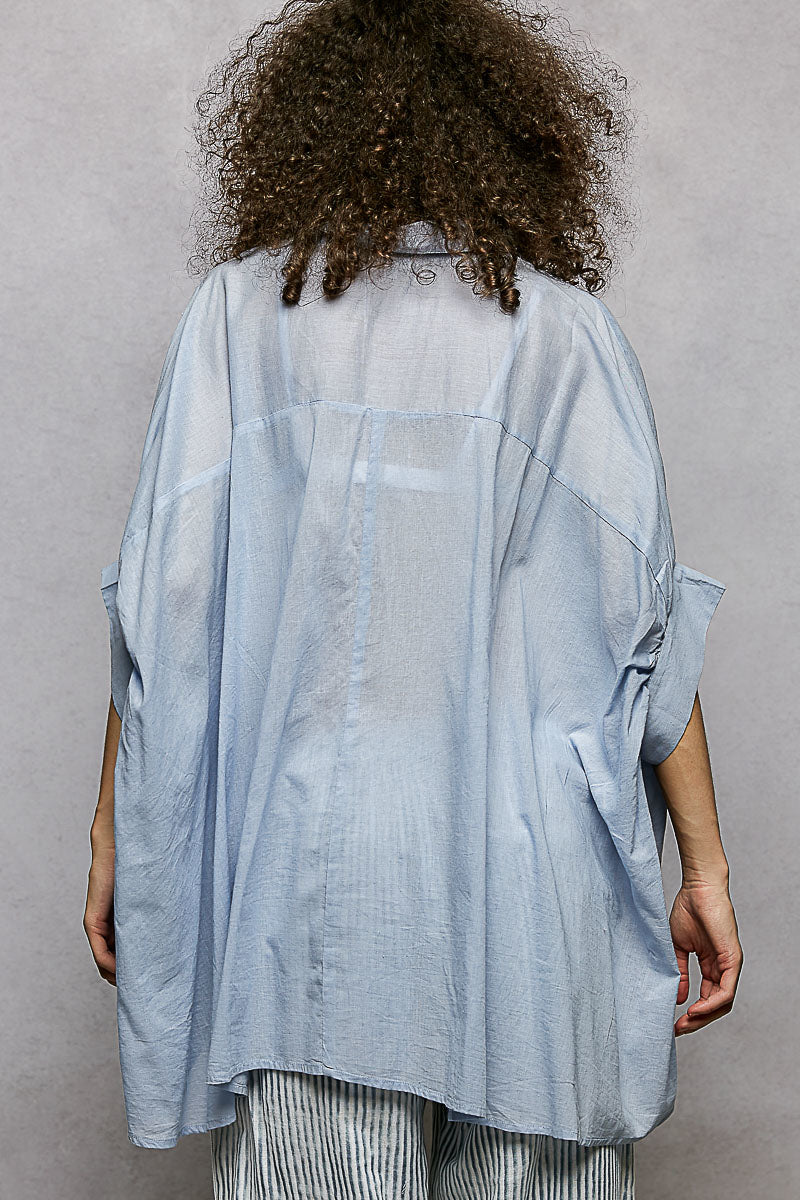 POL Floral Embroidered Button Down High-Low Hem Shirt