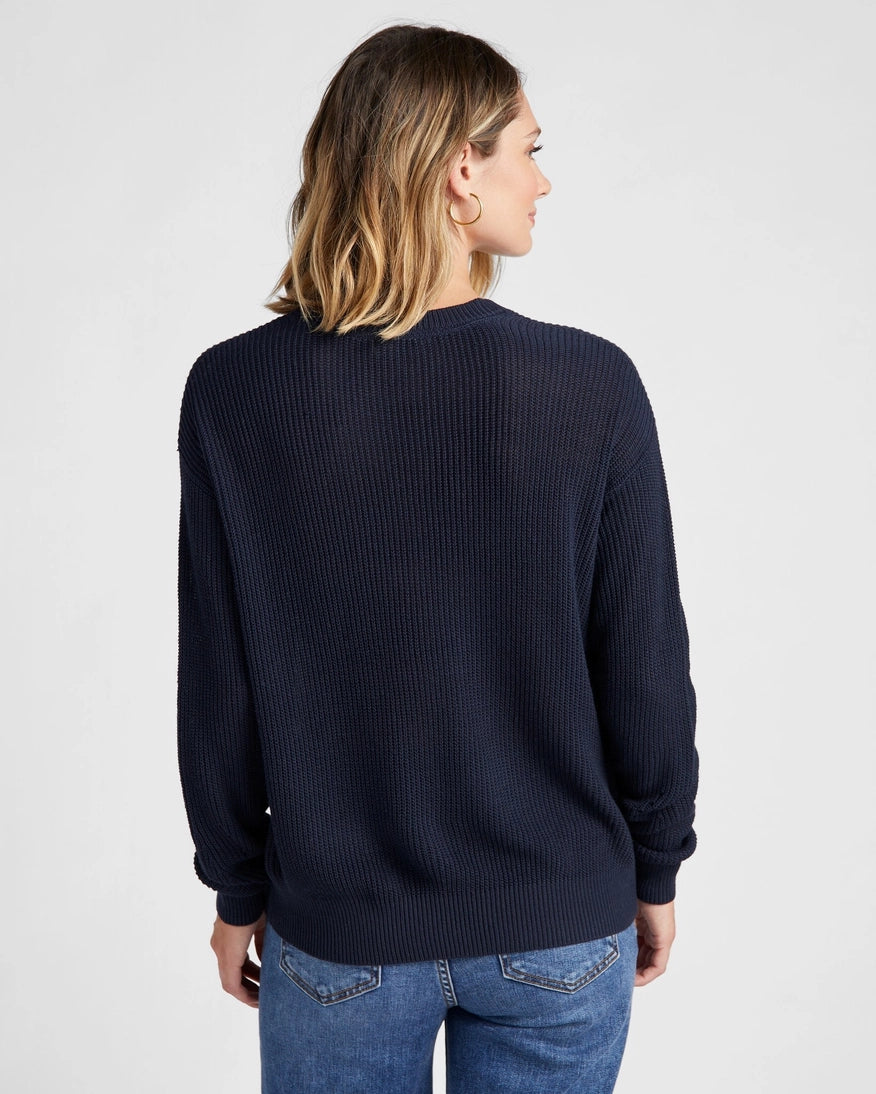 Seventy Eight and Sunny Coastal Crewneck Sweater in Navy