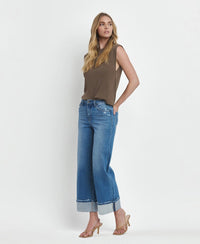 Flying Monkey High Rise Cuffed Wide Leg Jeans