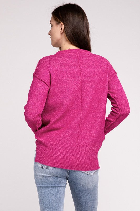 Round Neck Melange Oversized Sweater