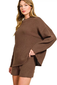 Sweater Knit Top and Shorts Set