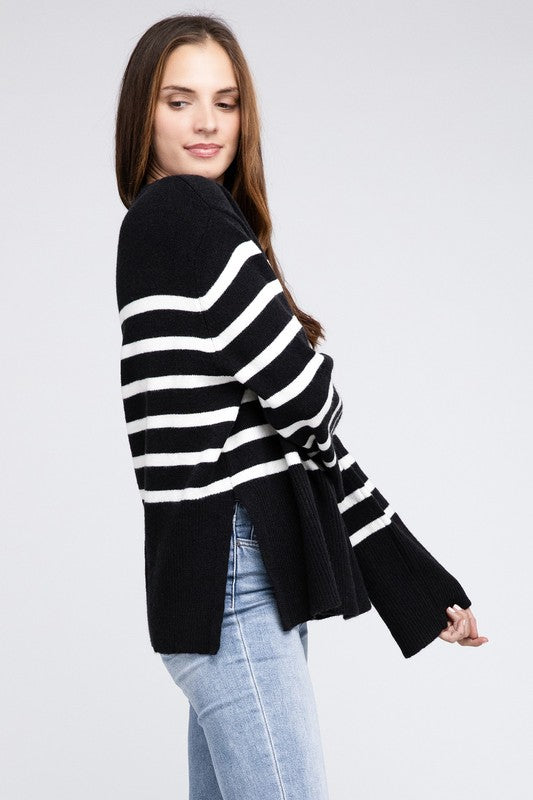 Evelynn Ribbed Hem Stripe Sweater