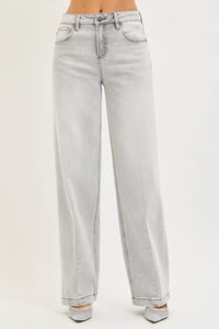 Risen High Rise Slouchy Baggy Light Grey Jeans