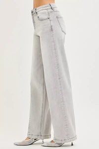 Risen High Rise Slouchy Baggy Light Grey Jeans