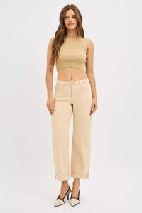 Risen Tummy Control Mid Rise Ankle Relaxed Barrel Jeans