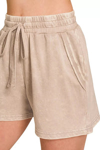 Zenana French Terry Acid Washed Relaxed Top & Shorts Set
