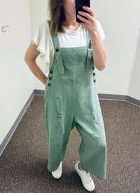 Easel Sage Washed Twill Overalls and Mineral Washed Cotton Jersey Top