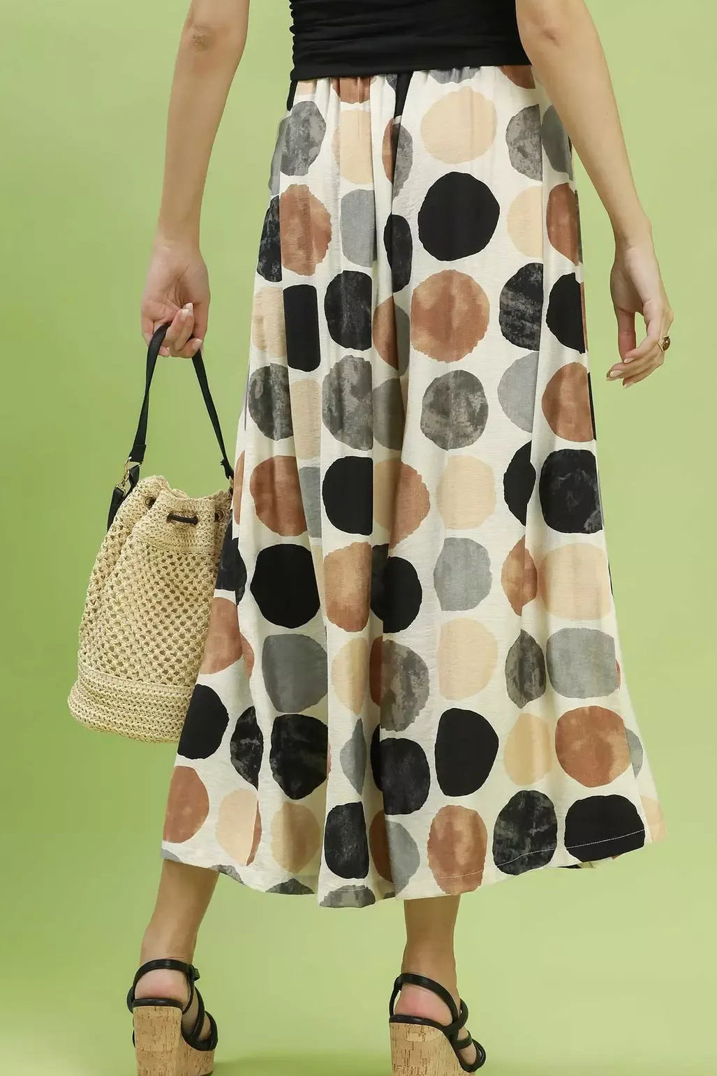 Dot Print Wide Leg Pants
