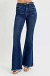 RISEN High Rise Tummy Control Frayed Hem Flare Jeans