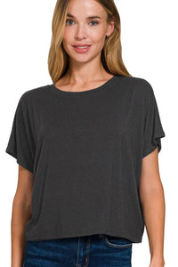 Zenana Round Neck Short Sleeve Cropped T-Shirt
