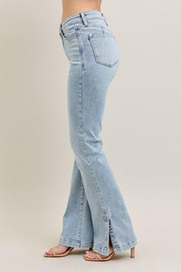 Judy Blue High Rise Vintage Wash Side Slit Bootcut Jeans