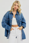 RISEN Snap Down Long Sleeve Denim Shacket