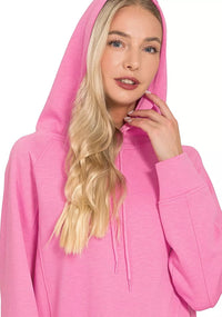 Zenana Scuba Hoodie in Candy Pink