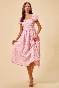 Pink Polka Dot Midi Dress