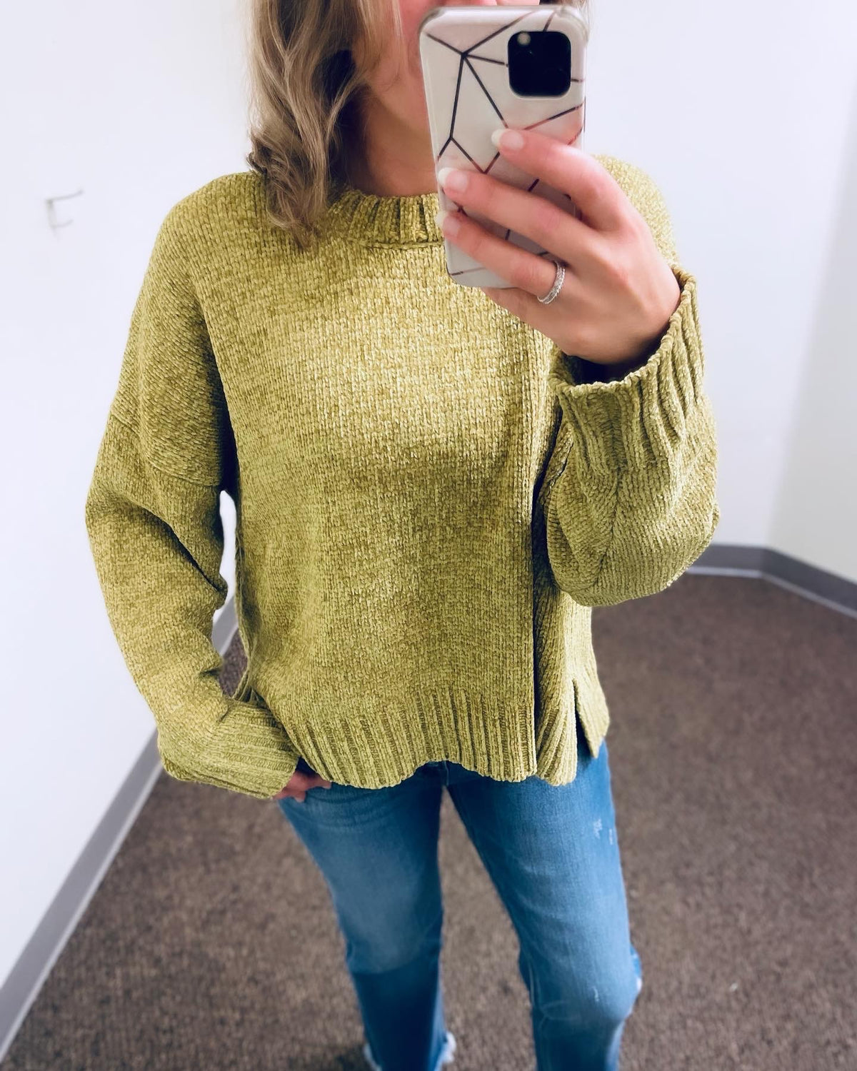 Celeste Chenille Sweater - Chartreuse