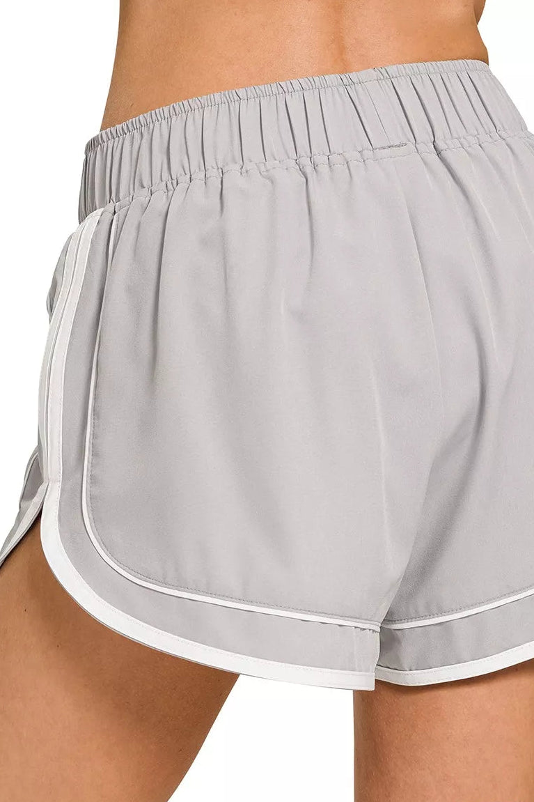Woven Lined Dolphin Shorts in Light Grey