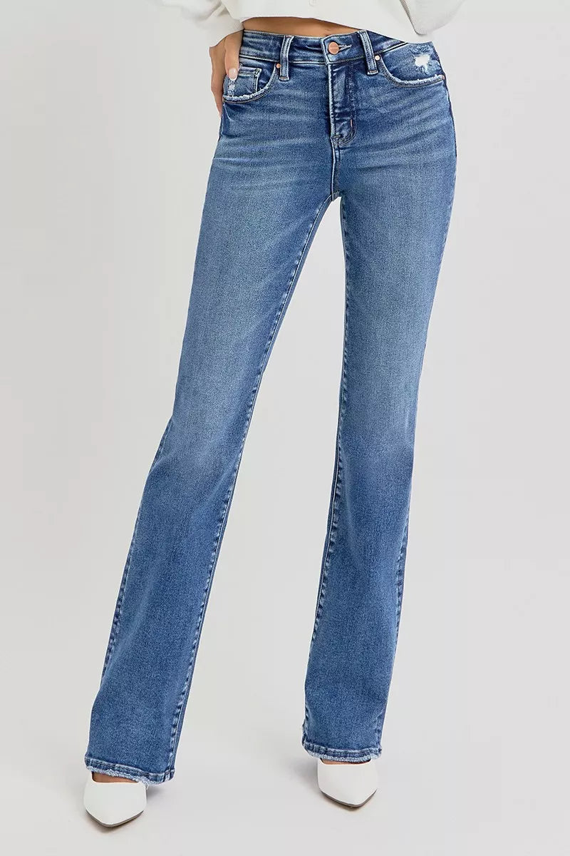 Risen High Rise Straight Jeans