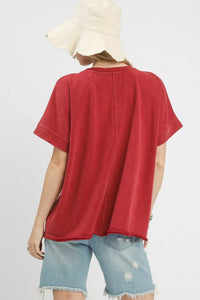 Umgee Mineral Wash Flower Patch French Terry Top