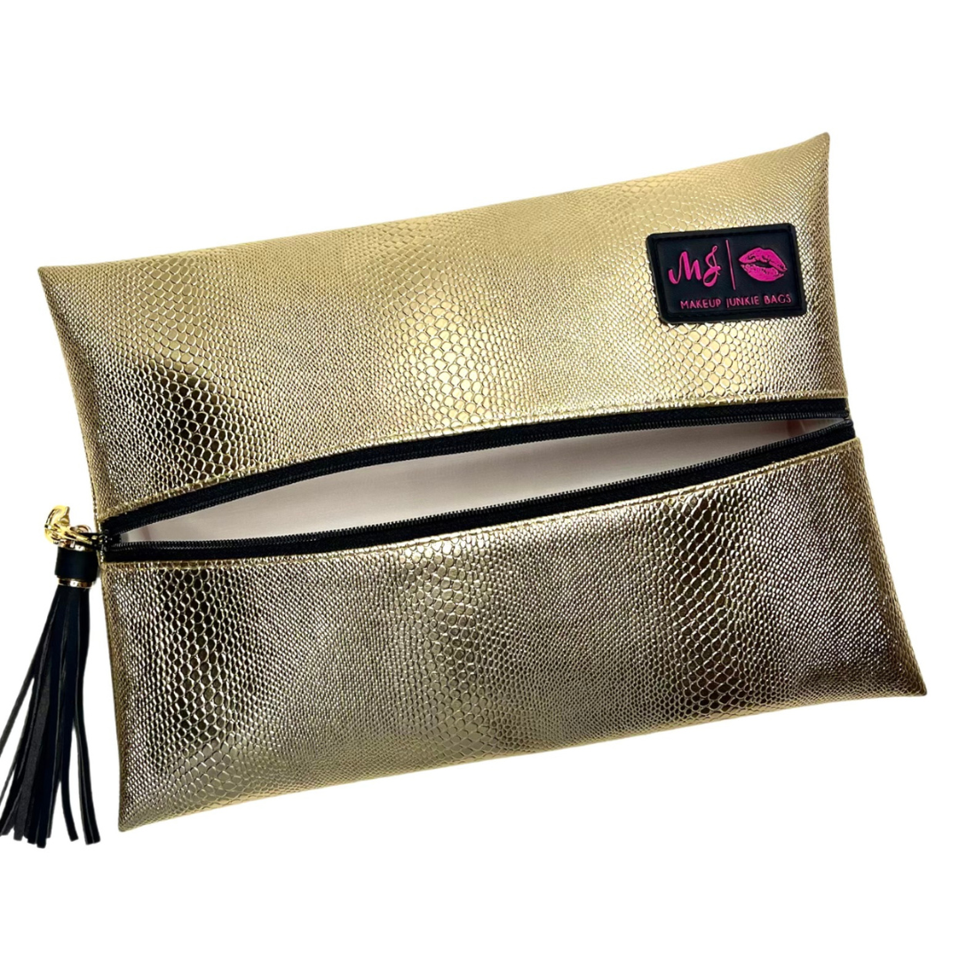 Makeup Junkie Bags Gold Serpent