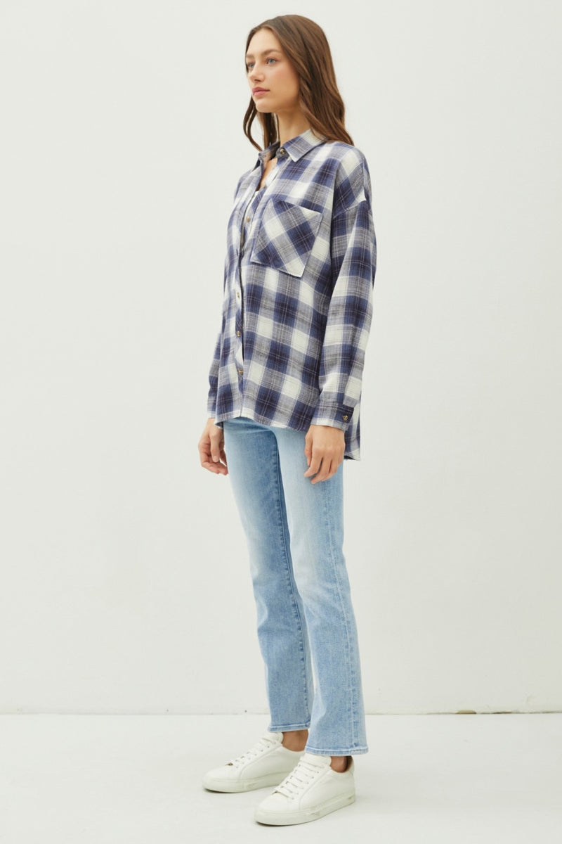 Blue Moon Plaid Button Down Shirt 