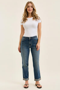 Judy Blue Mid Rise Boyfriend Jeans with Adjustable Back Tab 82731