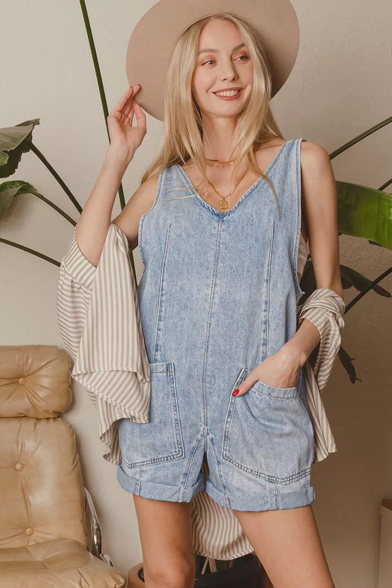 Zenana Denim Short Overalls