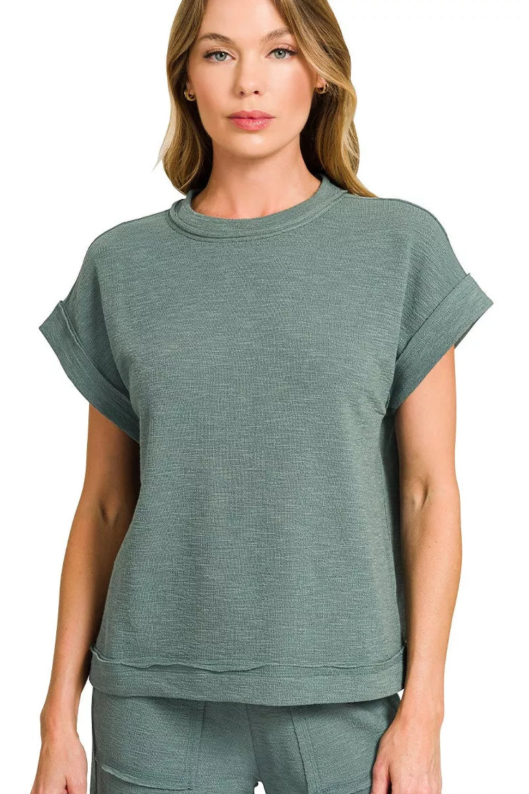 Cotton Slub Short Sleeve Tee and Pants Set