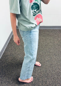Risen Mid Rise Light Wash Cropped Straight Jeans