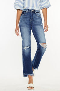 Kancan High Rise Distressed Slim Straight Jeans