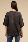 French Terry Mineral Washed Drop Shoulder Short Sleeve Top