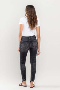 Lovervet Vintage Black Raw Hem Cropped Skinny Jeans