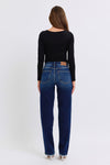 Judy Blue Mid Rise Frayed Hem Straight Leg Jeans