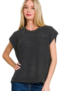 Zenana Oversized Sweater Knit Top in Black
