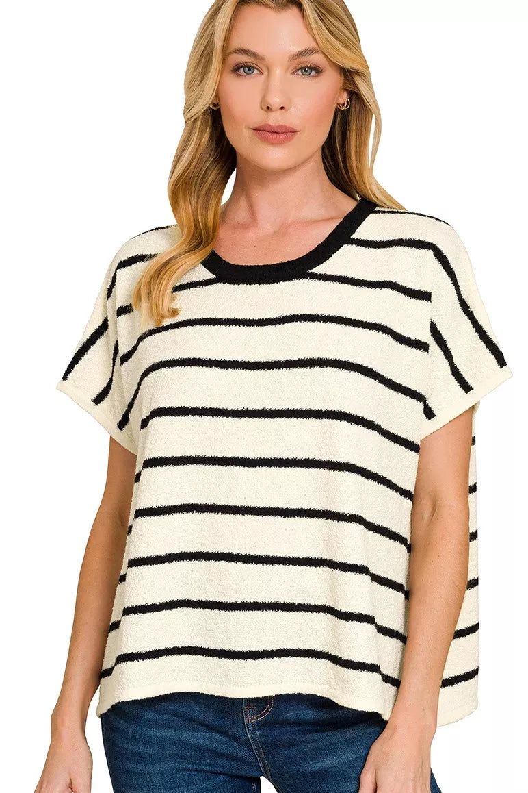 Striped Oversize Sweater Knit Top